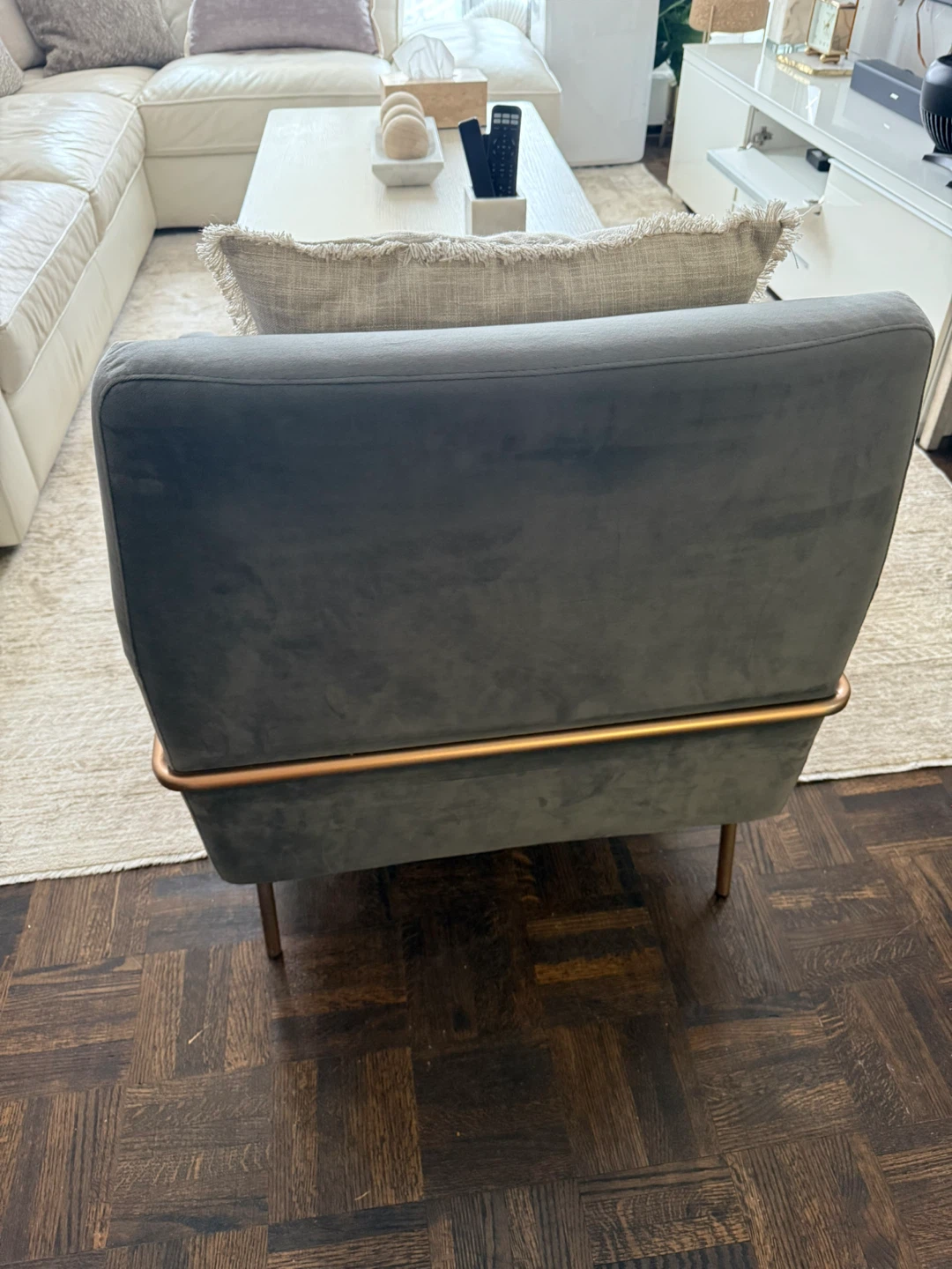 Grey Armchair with Copper Frame - photo 4