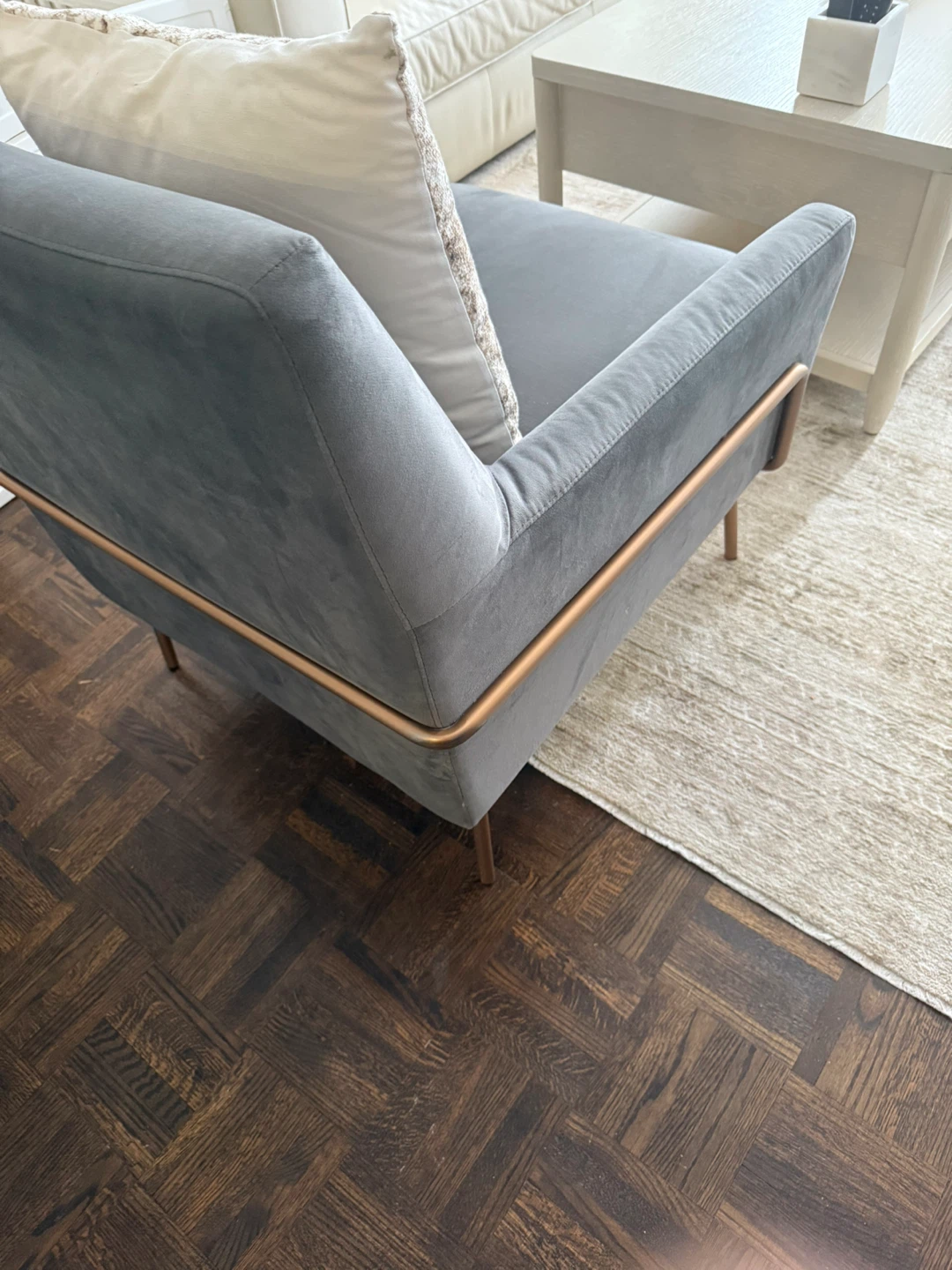 Grey Armchair with Copper Frame - photo 5