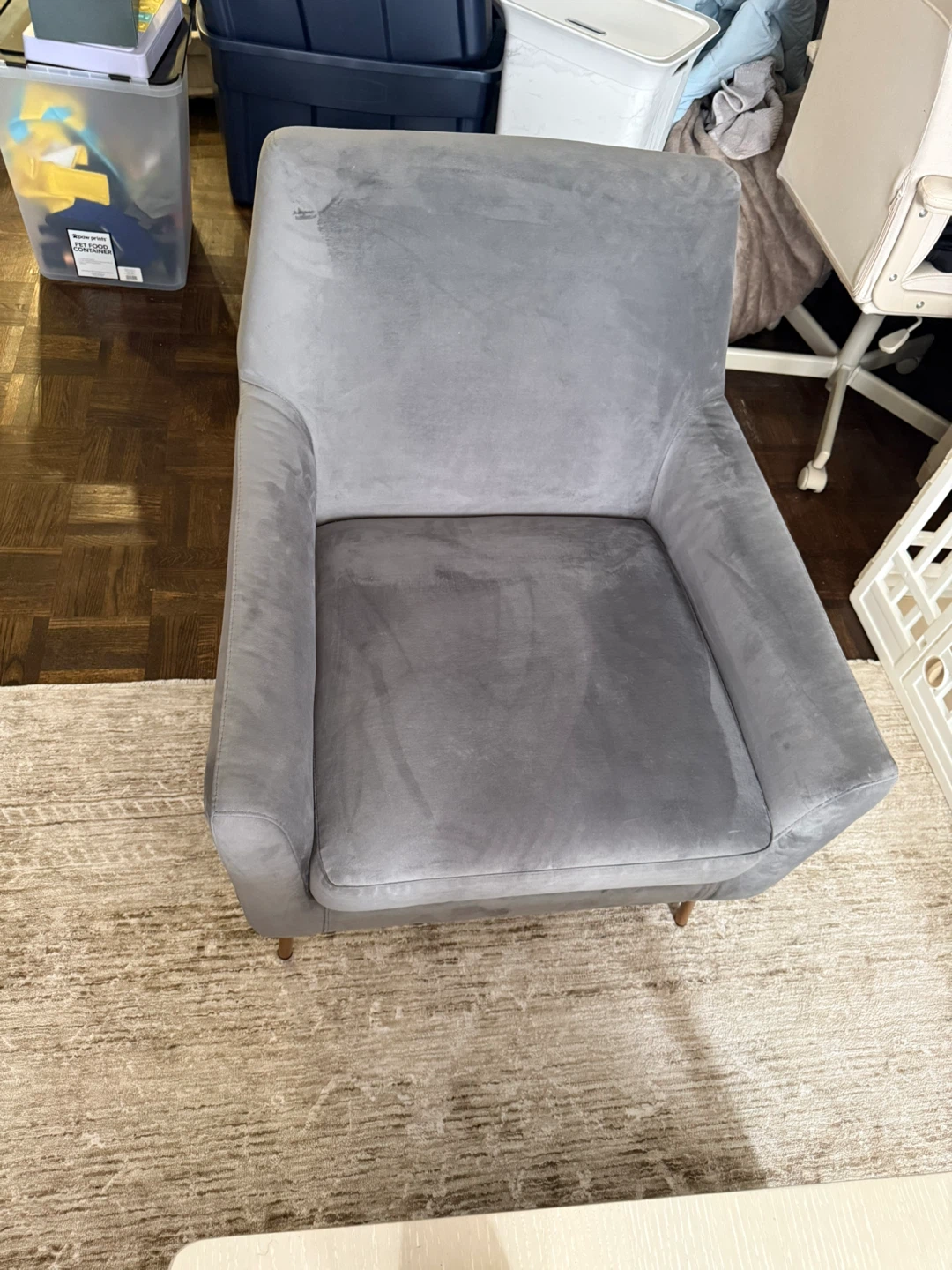 Grey Armchair with Copper Frame
