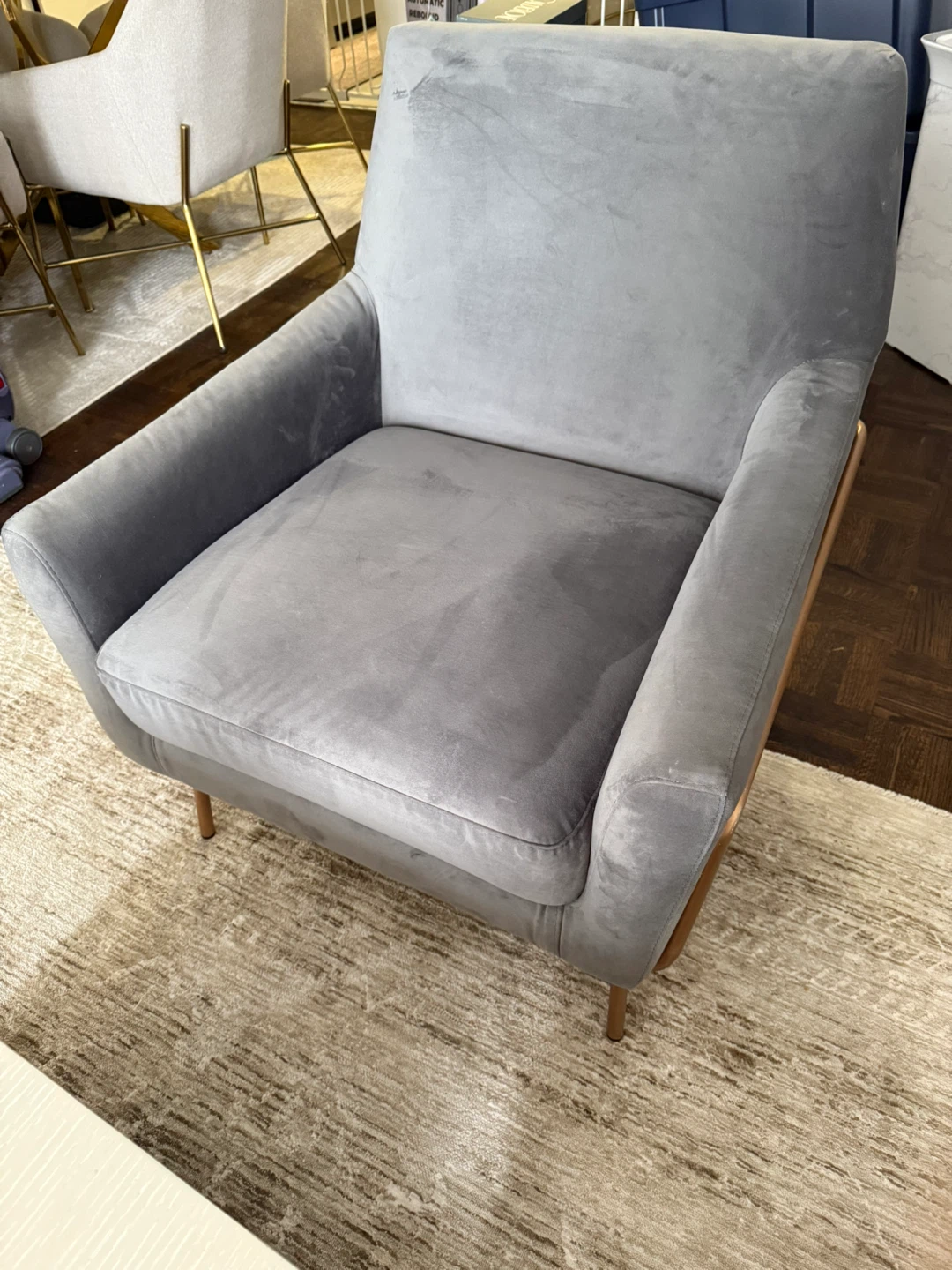 Grey Armchair with Copper Frame - photo 2
