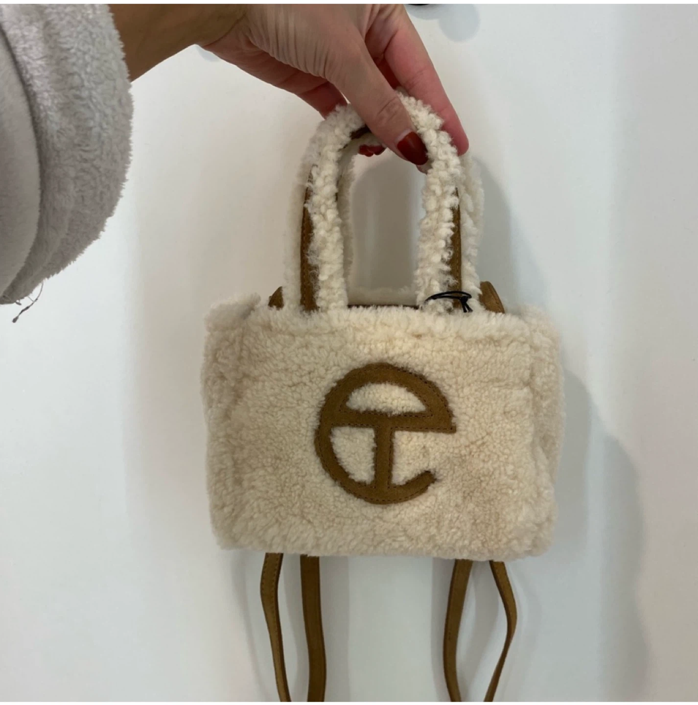 Telfar Cream Small Shearling Shopping Bag