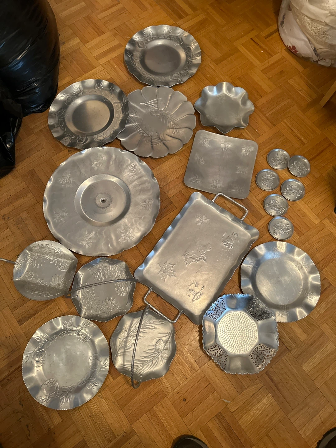 Vintage Aluminum Serving Platters and Dishes