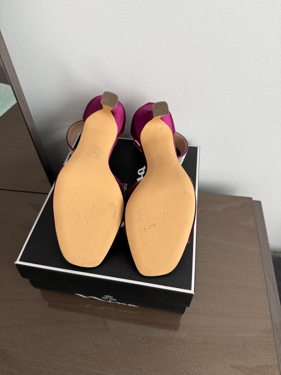 Nina Dezzie-YS Wine Crystal Satin Heels - Size 7 - photo 3