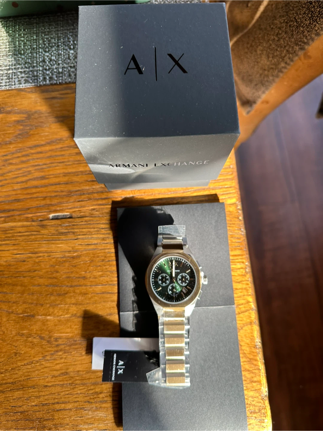 Armani Exchange Green Dial Gold/Silver Watch
