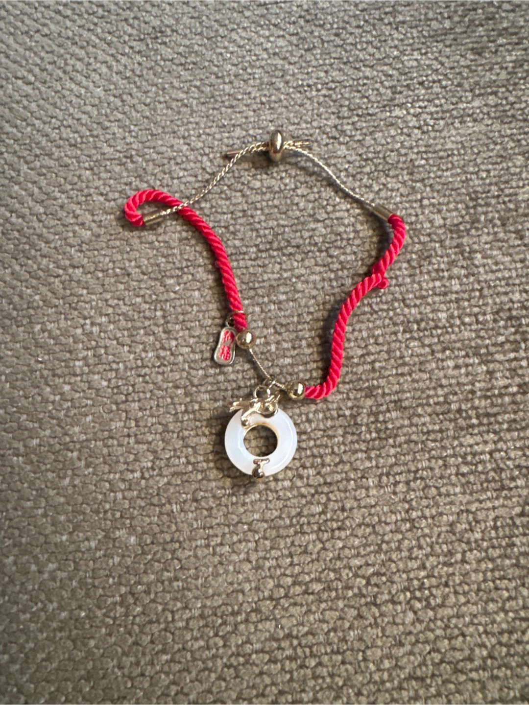 #Gifting Jade Donut Charm Bracelet - Red Cord