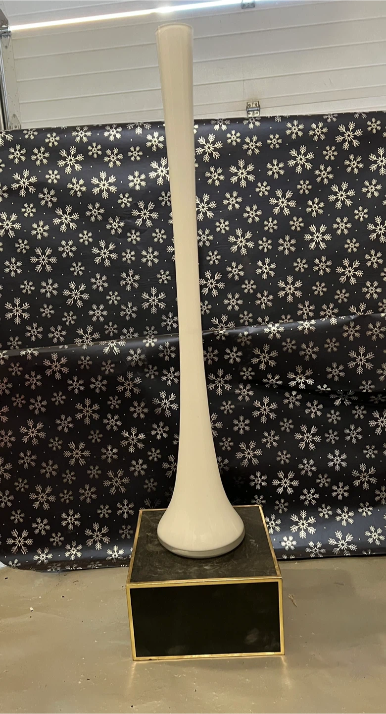 Set of 16 qty Very Tall White Glass Floor Vase