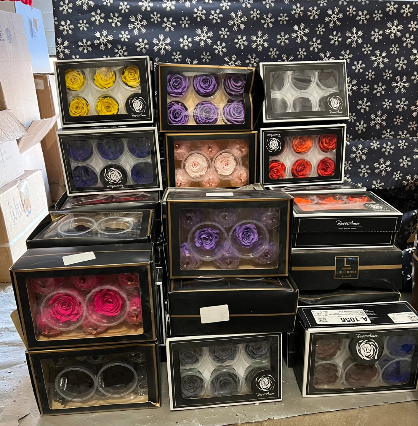 53 boxes of RoseAmor Preserved Eternal Roses - Assorted Colours