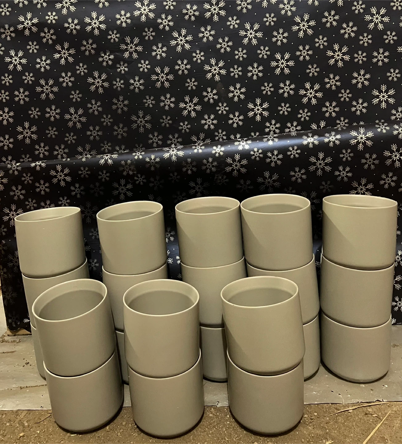 Set of 21 Ceramic Pots/Planters/Vases gray