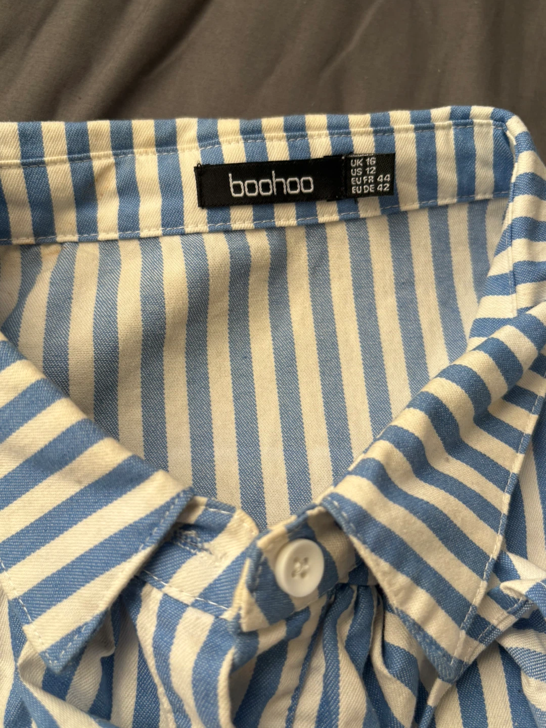 Boohoo Blue Striped Ruffle Sleeve Blouse - photo 4