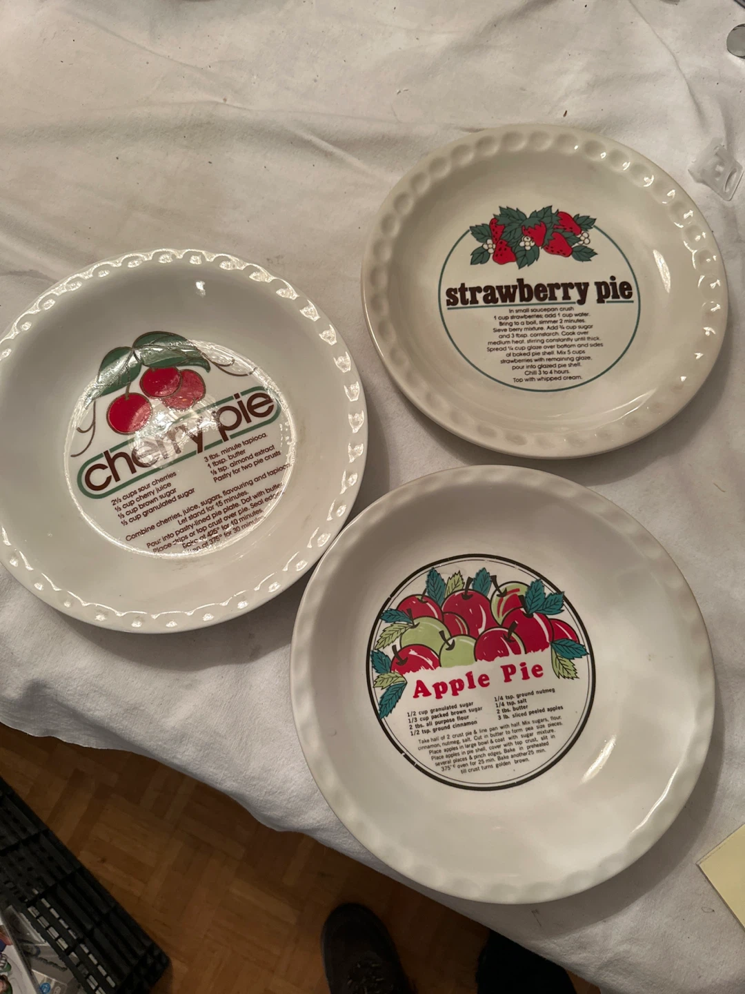 Vintage Pie Dishes - Cherry, Strawberry, Apple