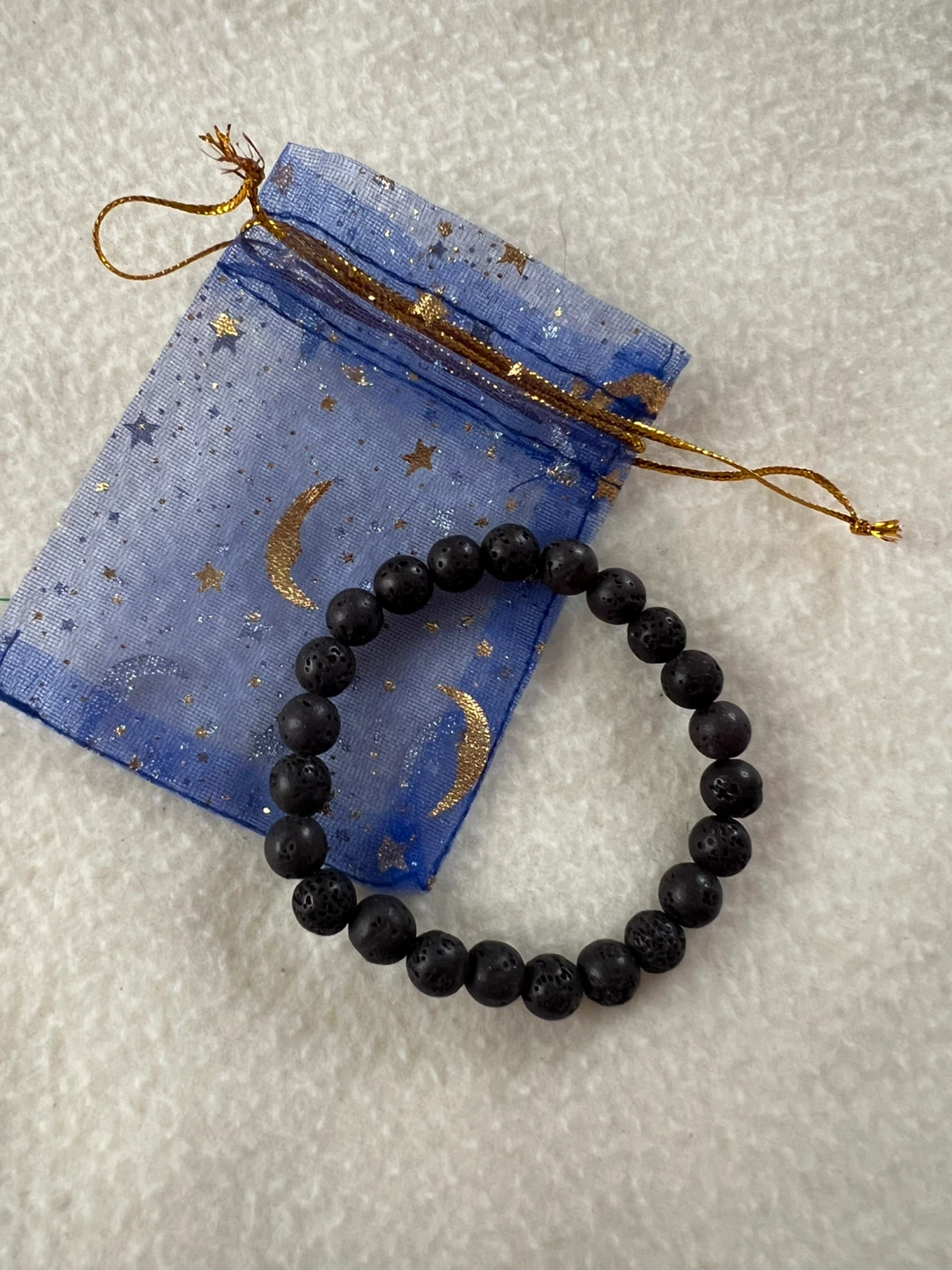Black Lava Stone Bracelet with Pouch