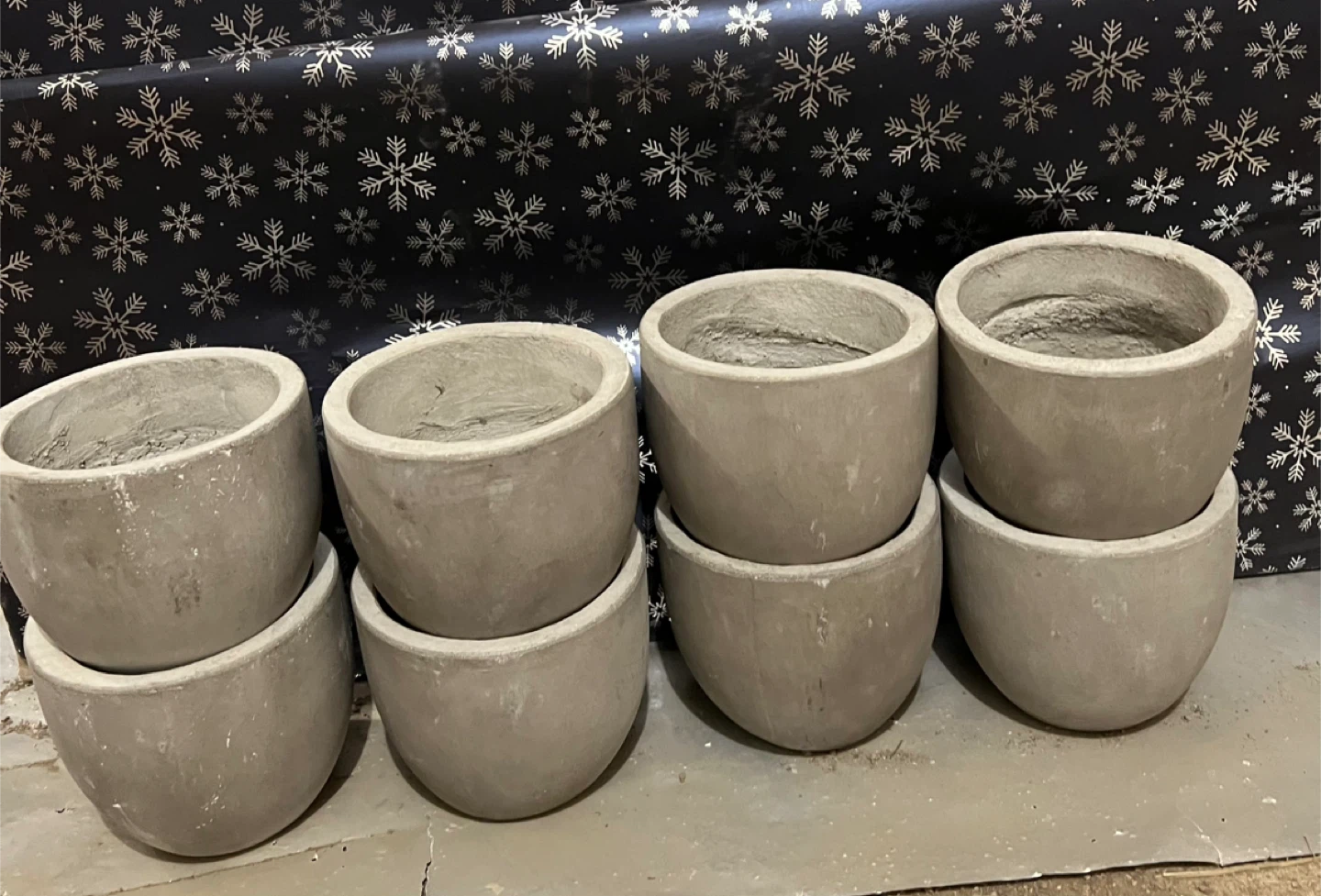 Cement Plant Pots - Set of 8
