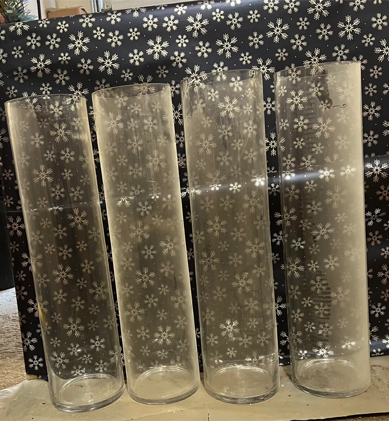 Set of 23 Tall Glass Cylinder vases