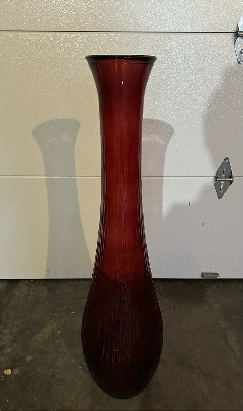 Tall Red Glass Vase