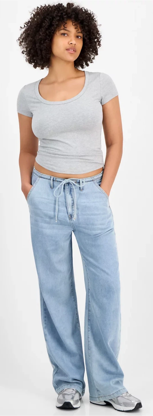 Indigo Rein Wide Leg Drawstring Jeans