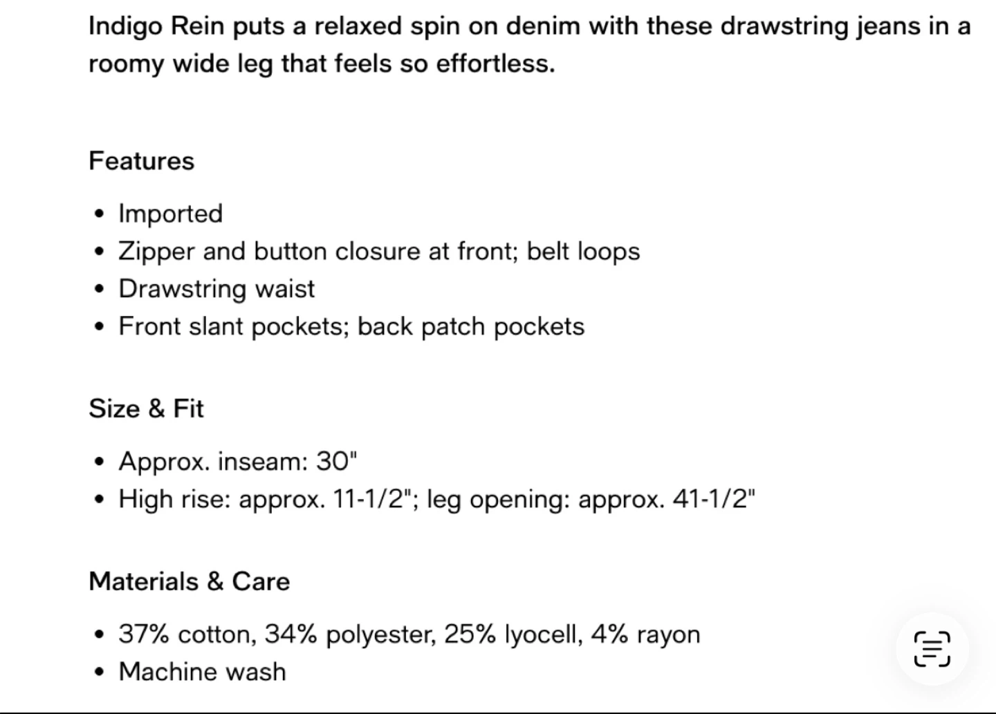 Indigo Rein Wide Leg Drawstring Jeans - photo 5