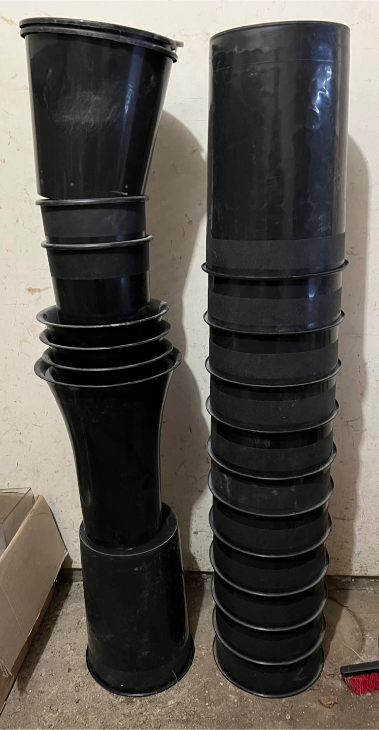 Set of 20 Black Plastic Plant Buckets/Pots - Assorted Sizes