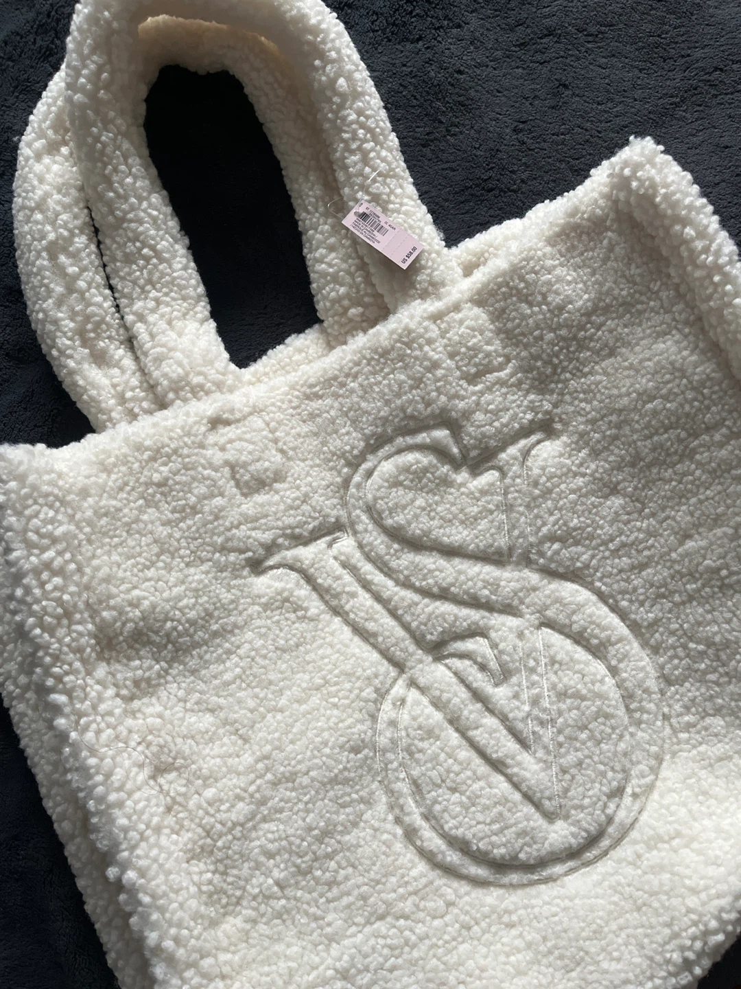 NEW Victoria Secret Cream Sherpa Tote Bag - photo 2