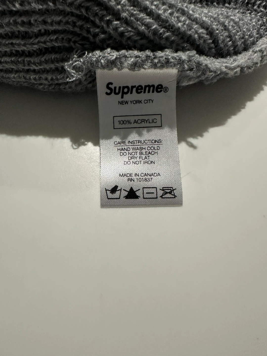 Supreme Grey Beanie - 100% Acrylic - photo 2
