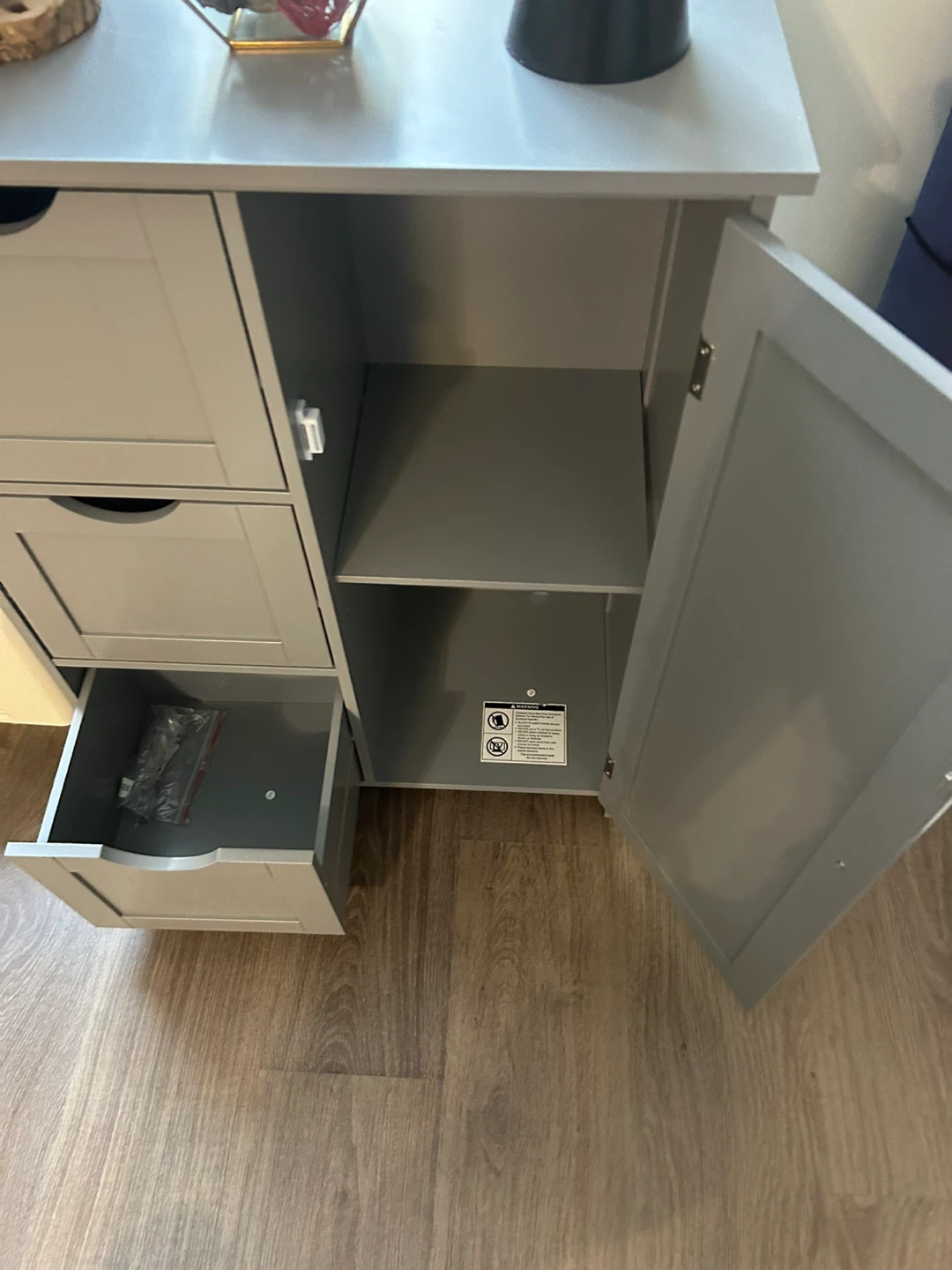 Grey Storage Cabinet with Drawers - photo 3