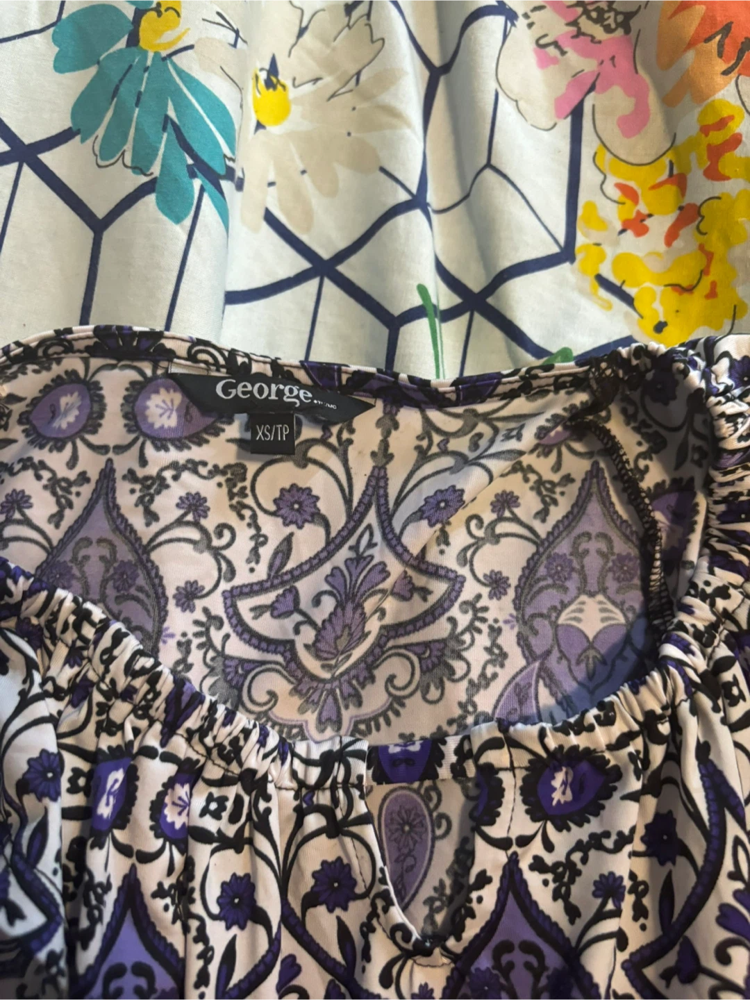 George XS/TP Purple & White Dress - photo 2