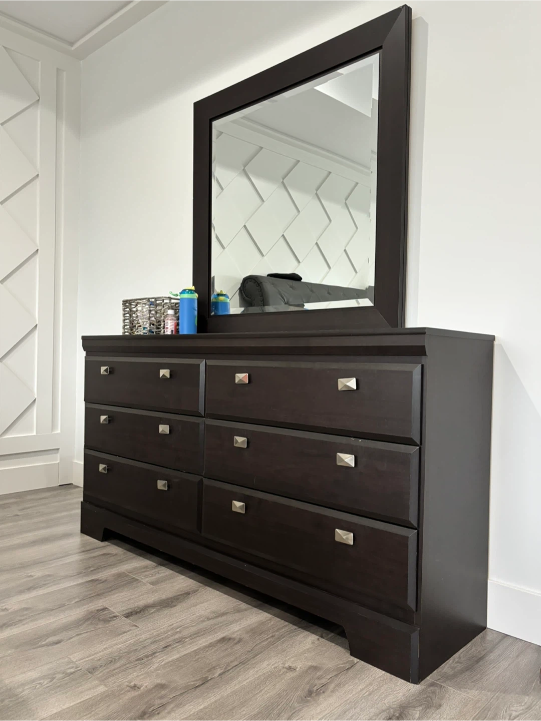 Dark Brown Dresser with Mirror