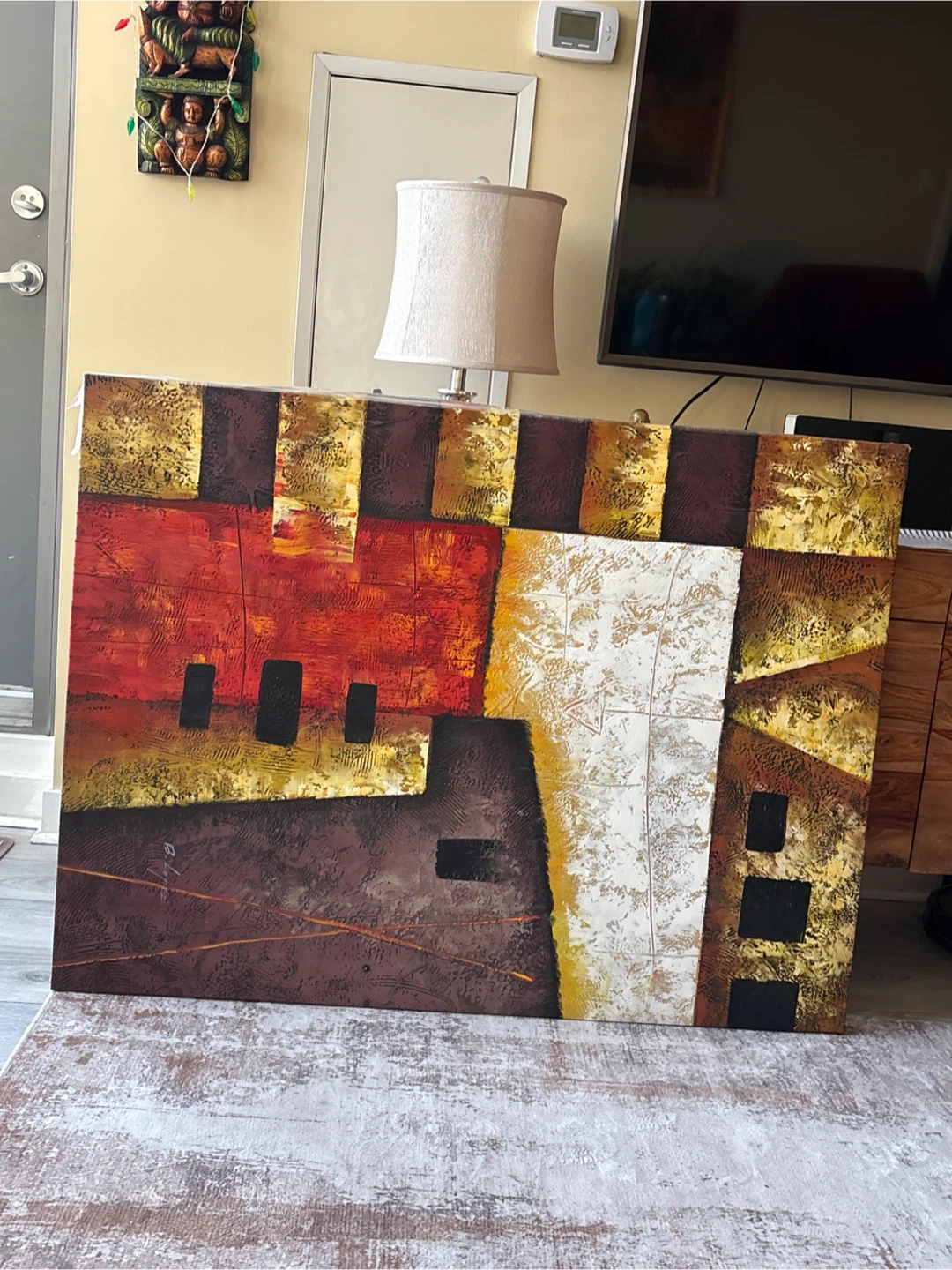 Abstract Wall Art - Red, Brown, Gold, White - photo 2