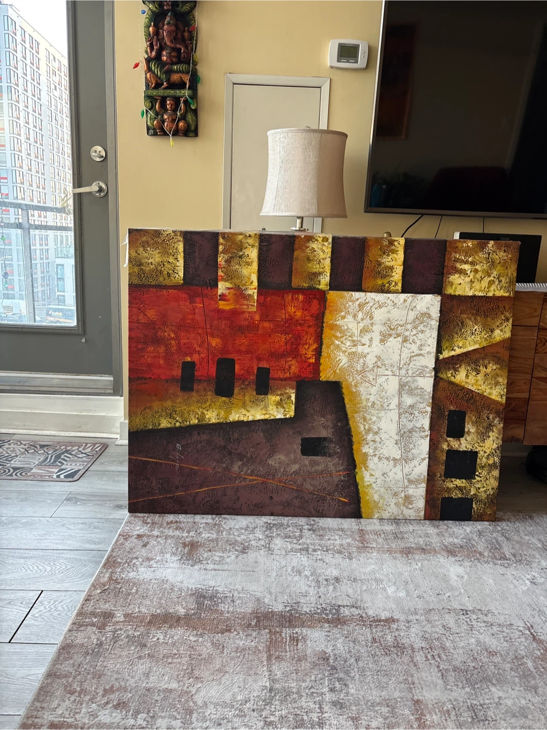 Abstract Wall Art - Red, Brown, Gold, White - photo 3