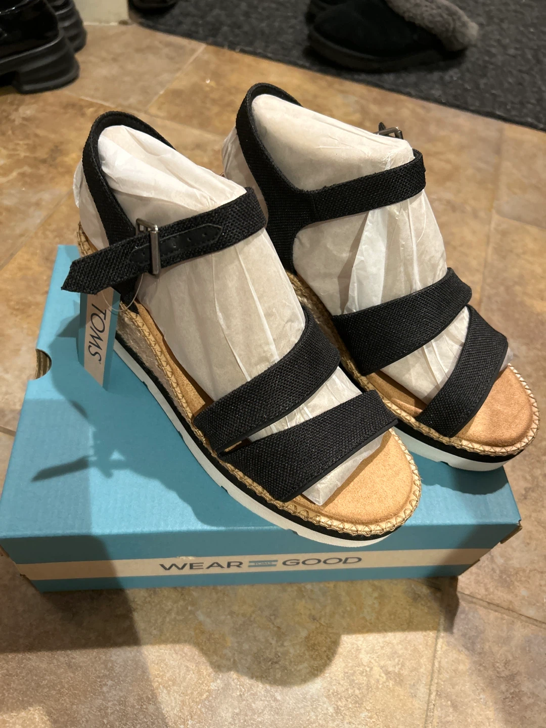 TOMS Black Wedges - Size 7