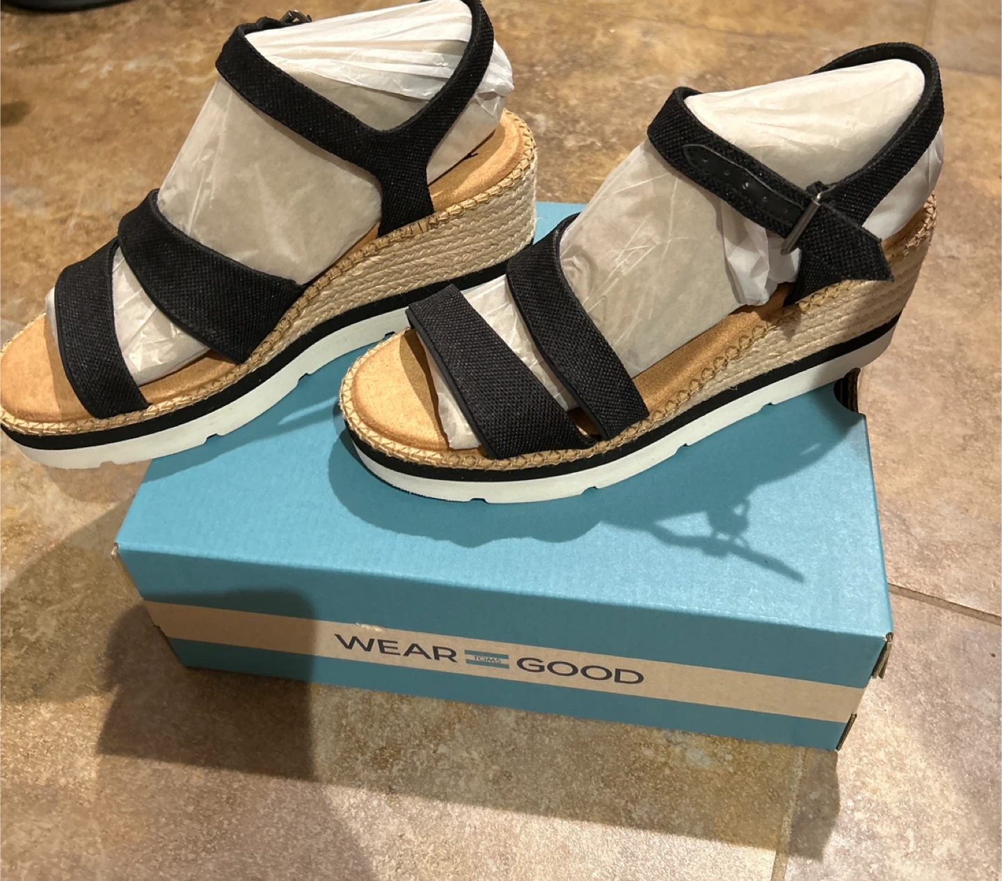 TOMS Black Wedges - Size 7 - photo 2