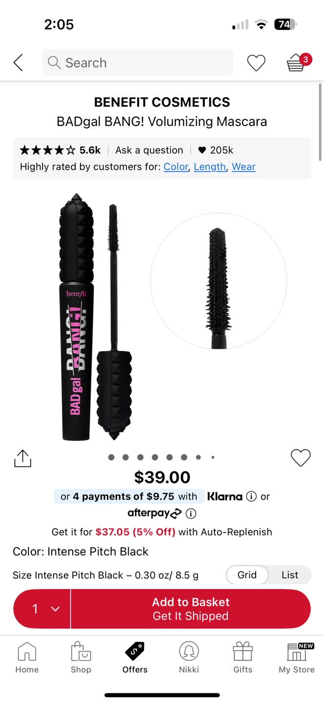 ($22 value) New Benefit BADgal BANG! Volumizing Mascara