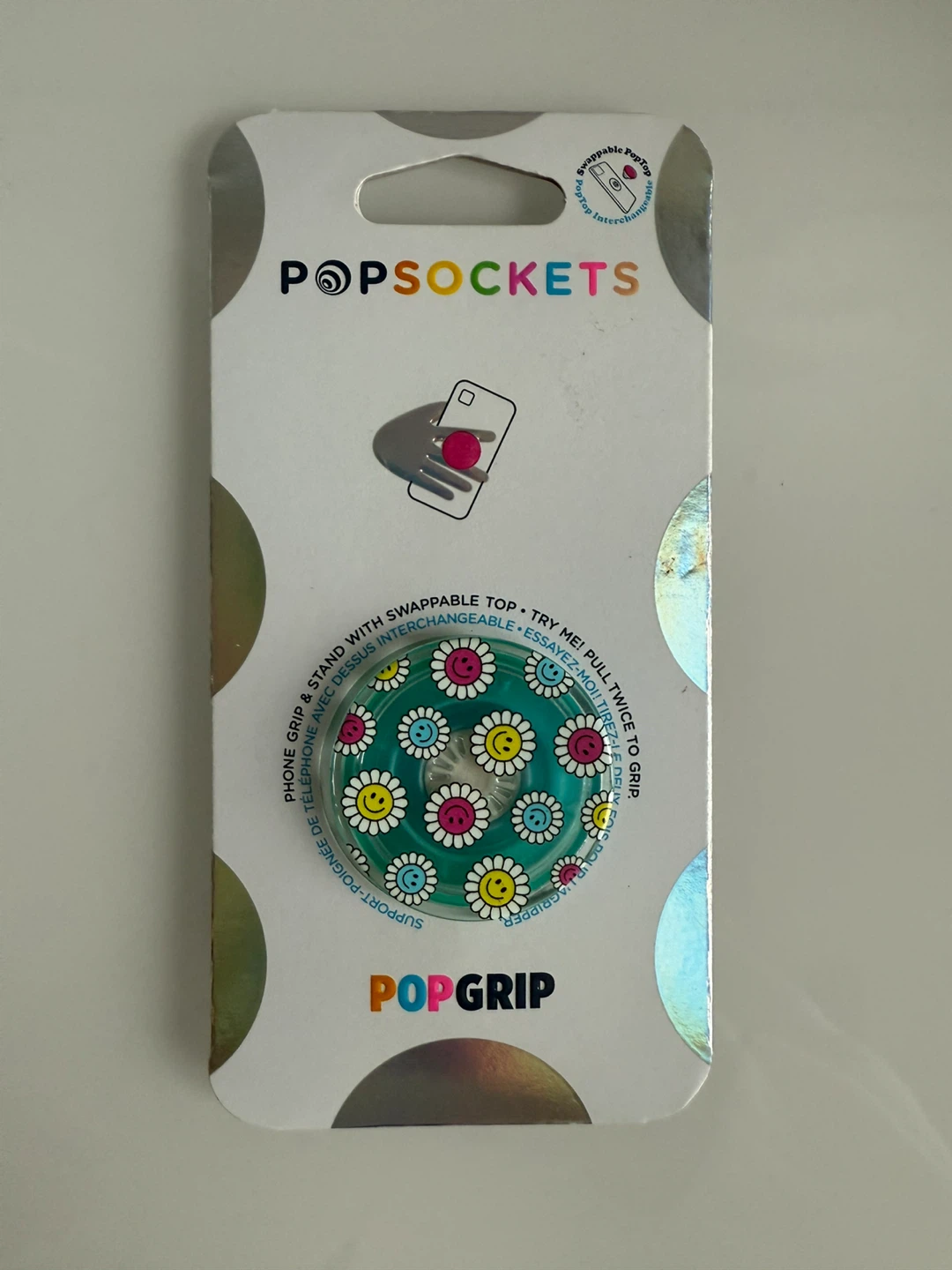 New PopSockets PopGrip - Smiley Flower Design