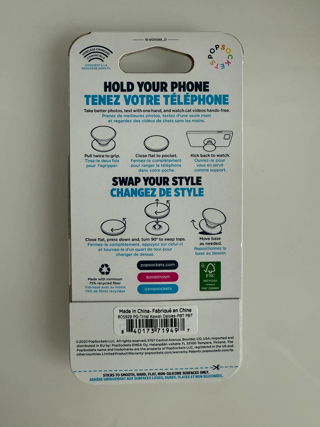 New PopSockets PopGrip - Smiley Flower Design - photo 2
