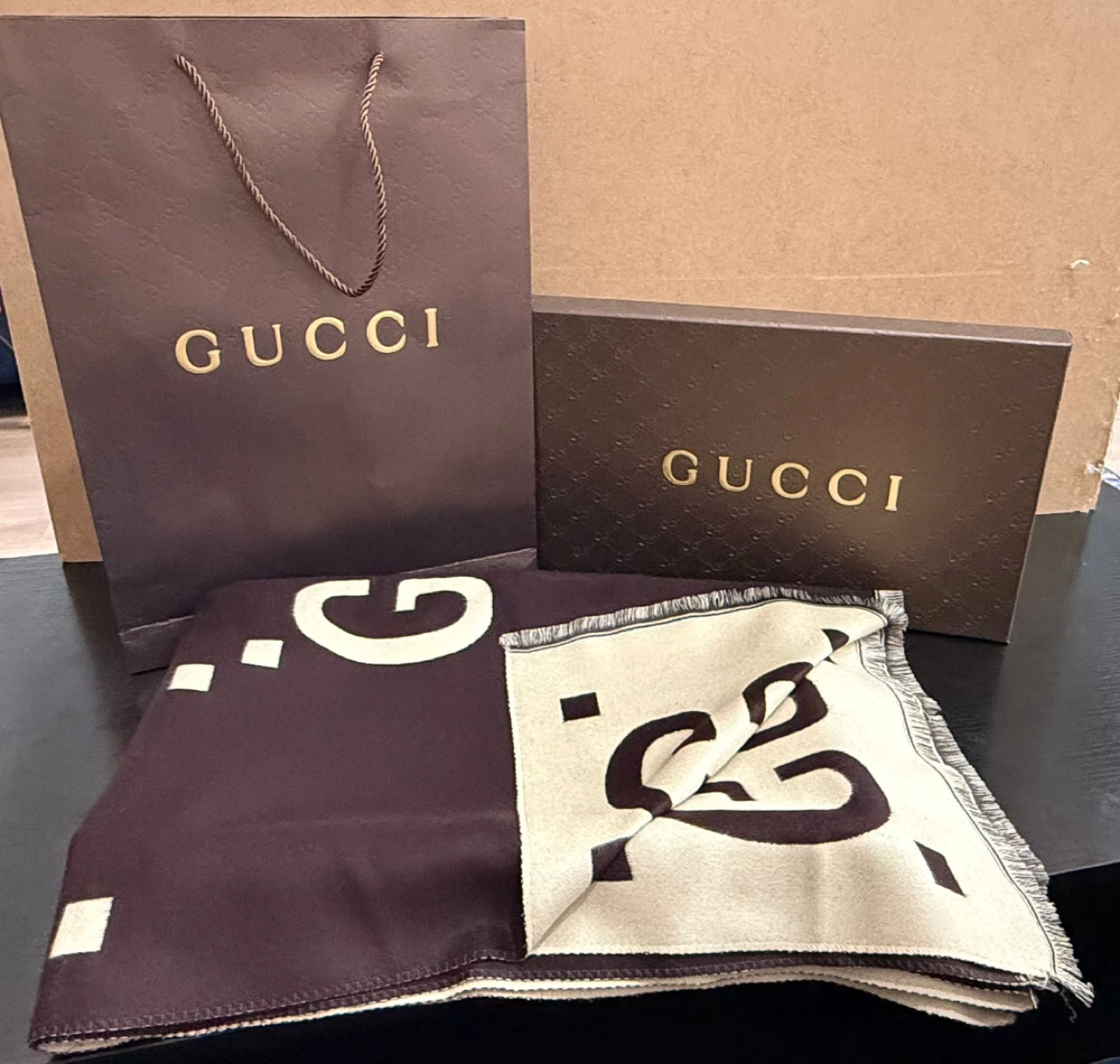 Gucci Wool Blend Scarf with Box