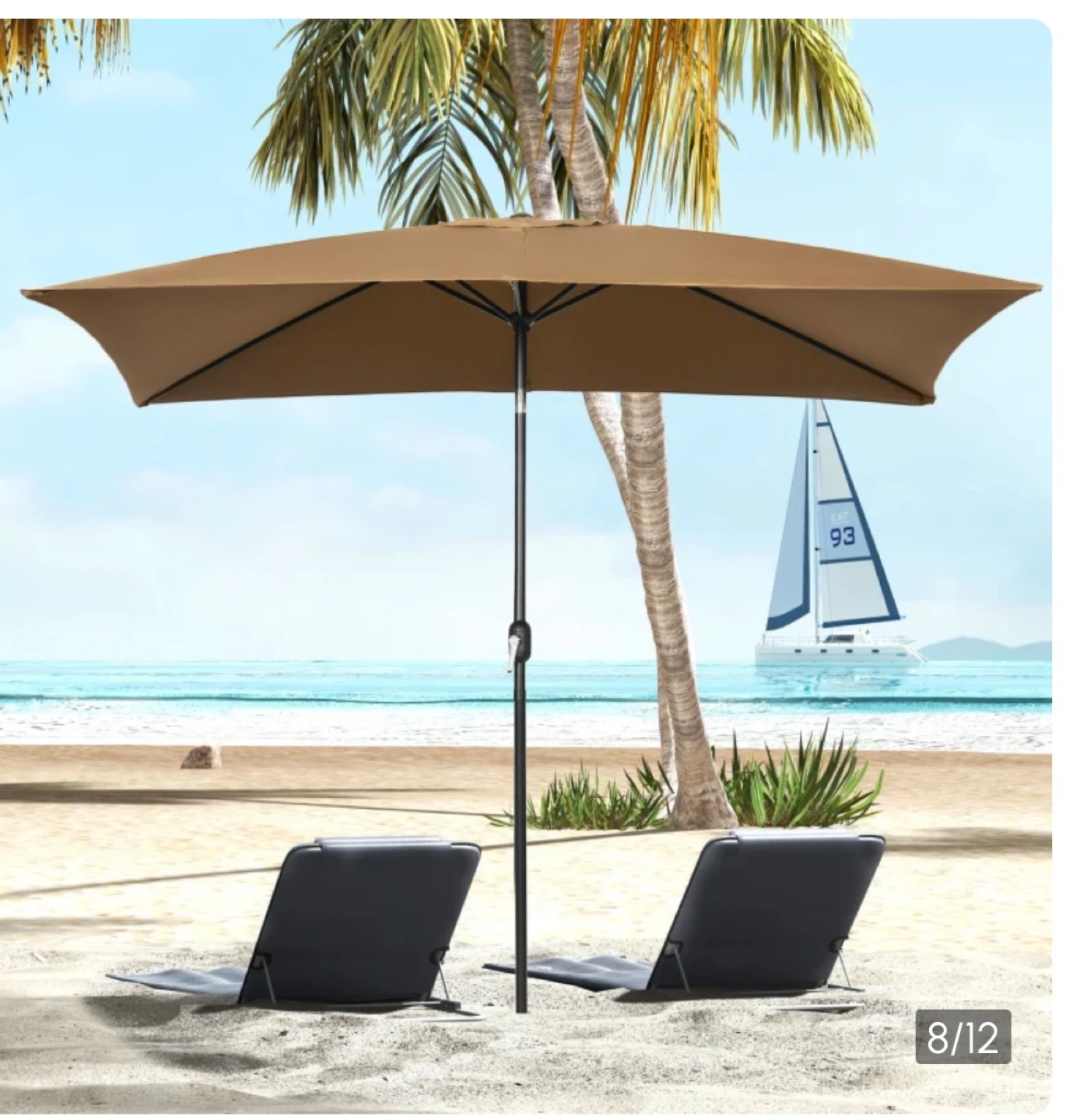 Outsunny 6.5x10ft Rectangle Patio Umbrella - Coffee