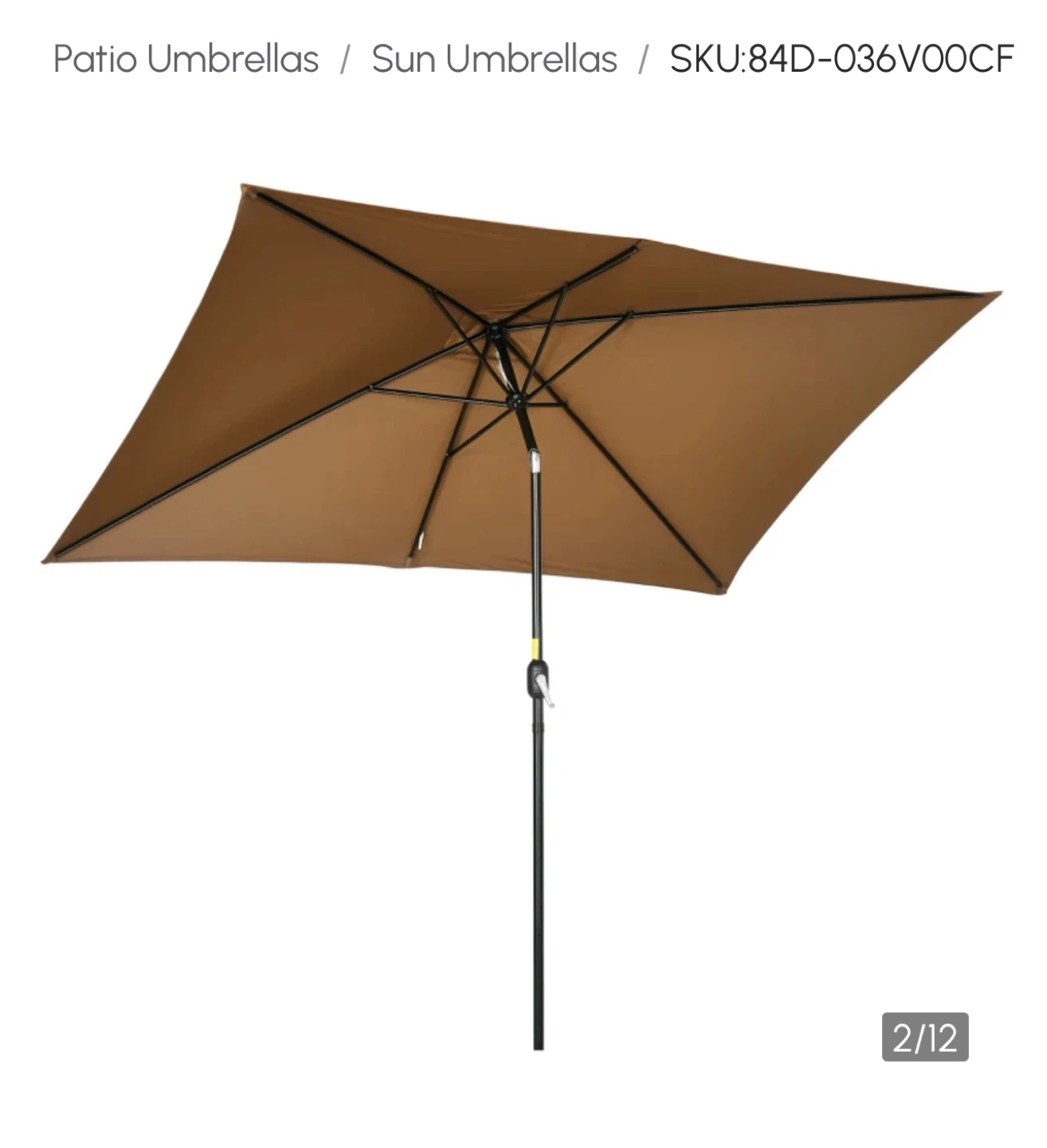 Outsunny 6.5x10ft Rectangle Patio Umbrella - Coffee - photo 4