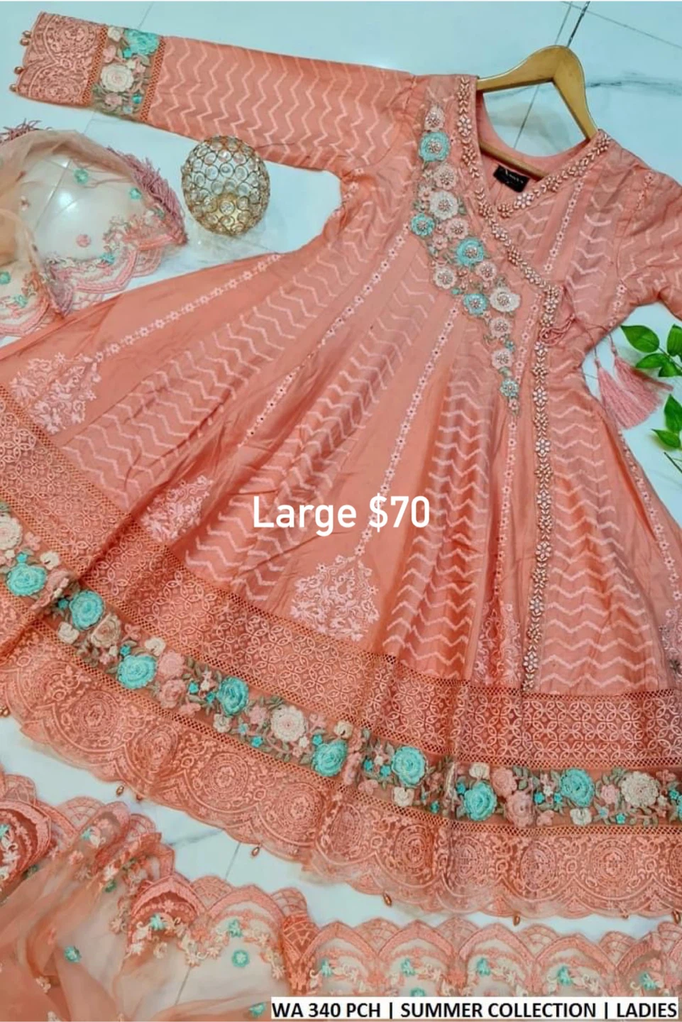 Peach Ladies Summer Collection Dress - Size Large