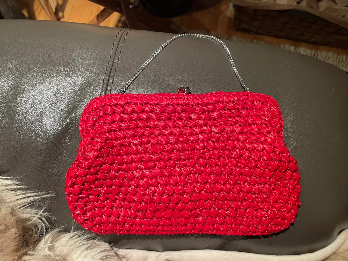 Handbags Ltd. Red Woven Clutch