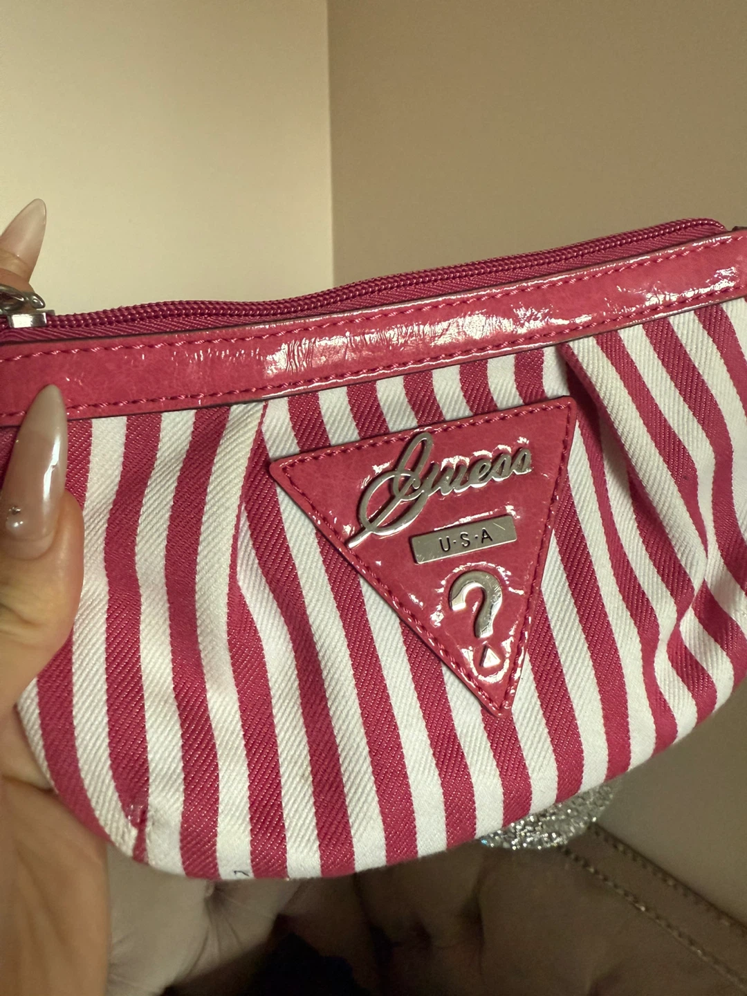 Guess Pink & White Striped Wristlet - photo 2