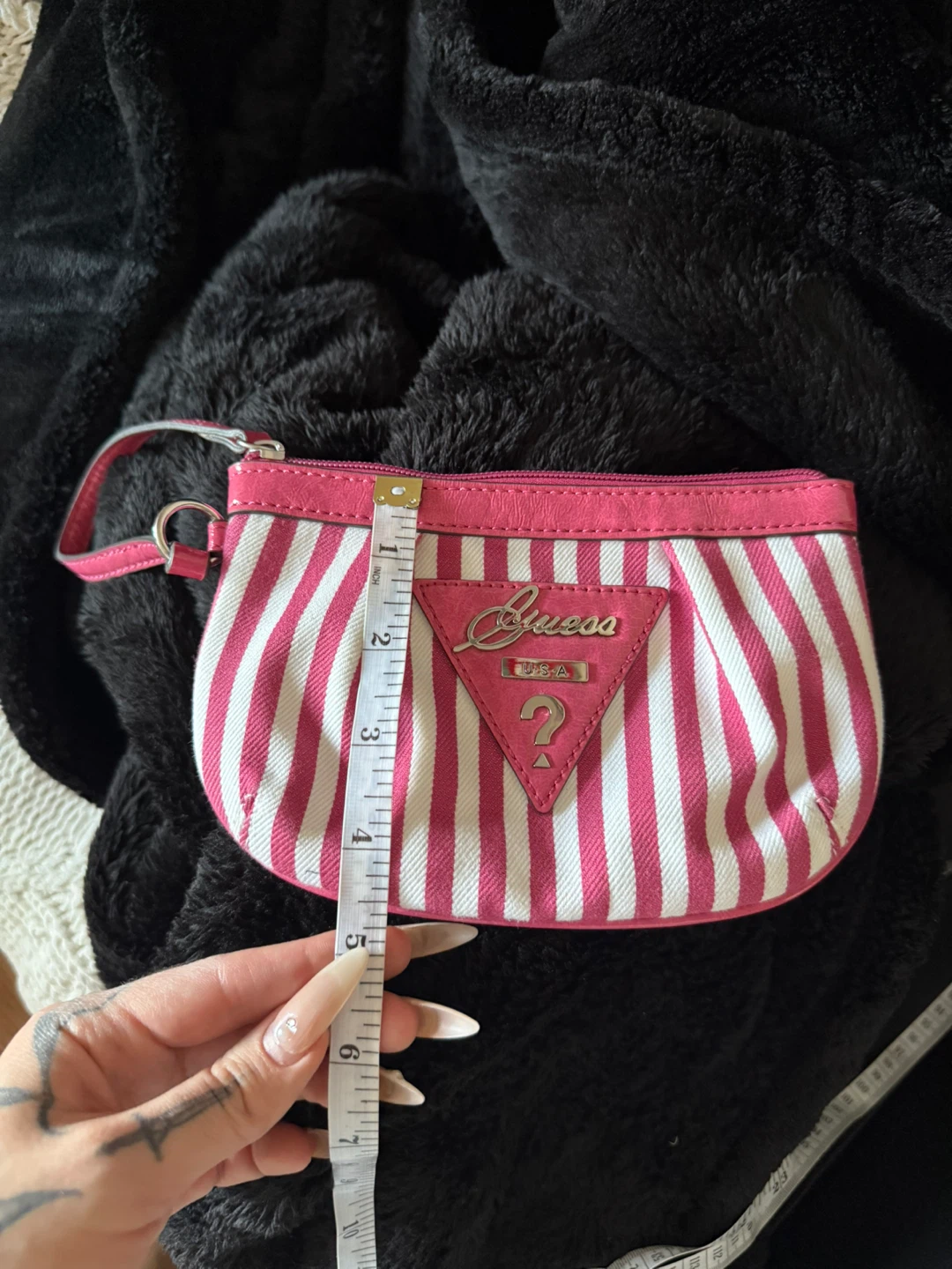 Guess Pink & White Striped Wristlet - photo 5