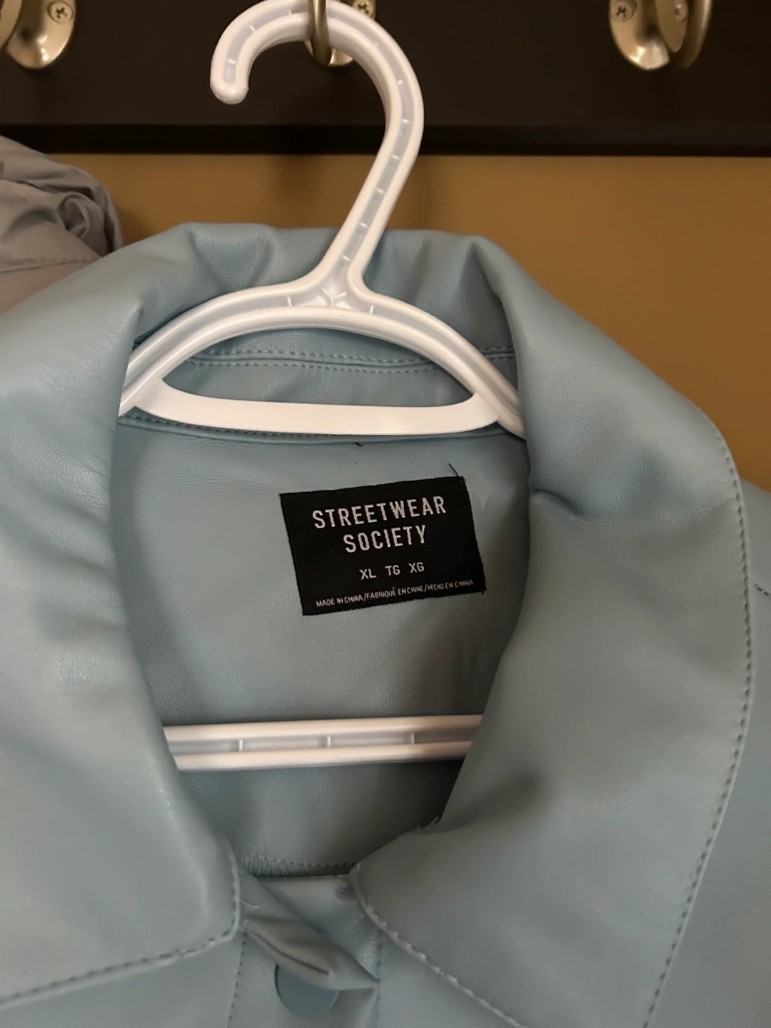 Streetwear Society XL Light Blue Faux Leather Jacket - photo 2