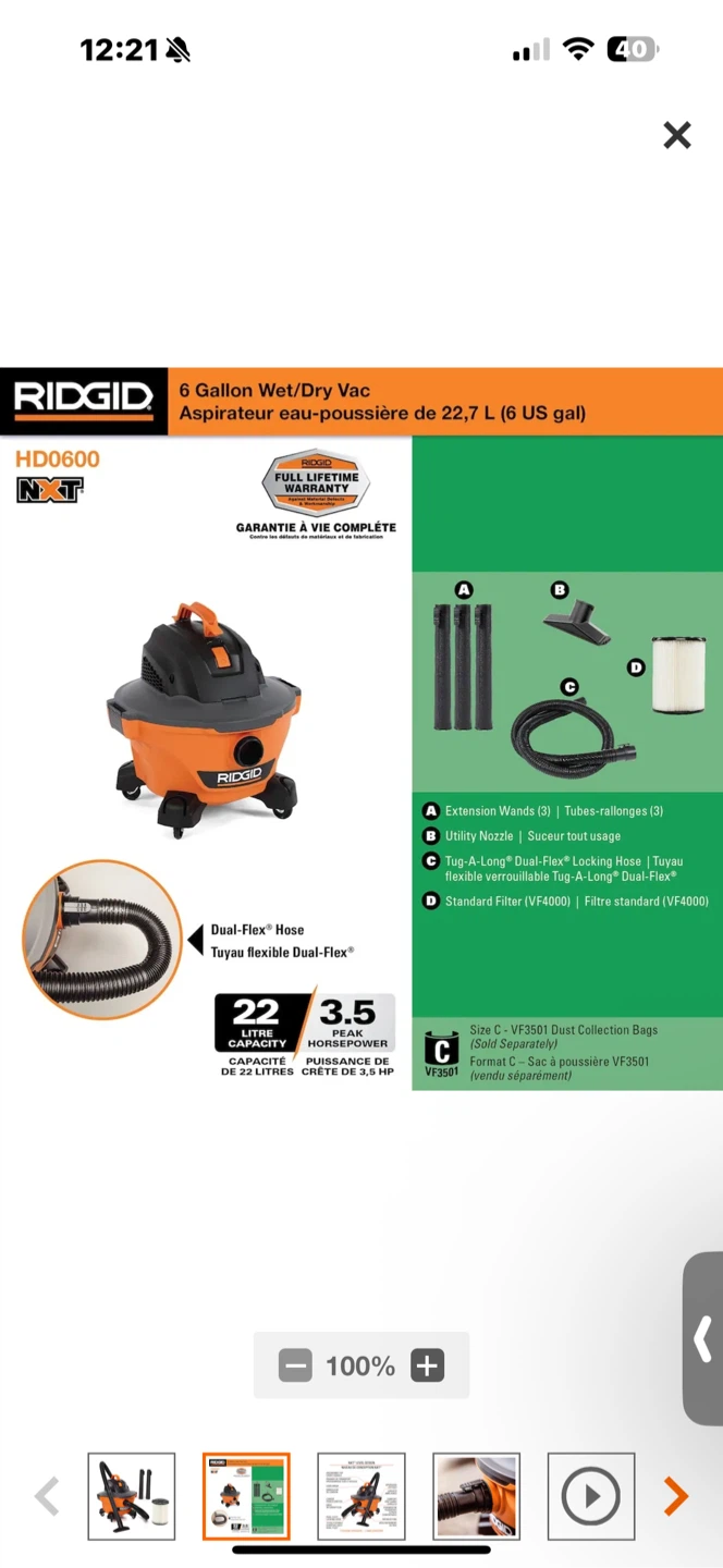 Ridgid HD0600 6 Gallon Wet/Dry Vac - photo 2