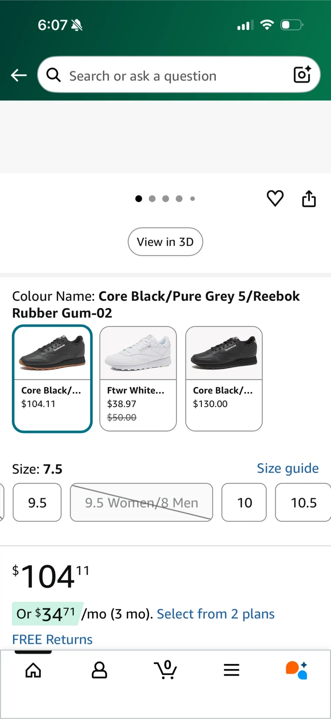 Reebok Classic unisex Leather Sneaker, Size 8 Black - photo 2