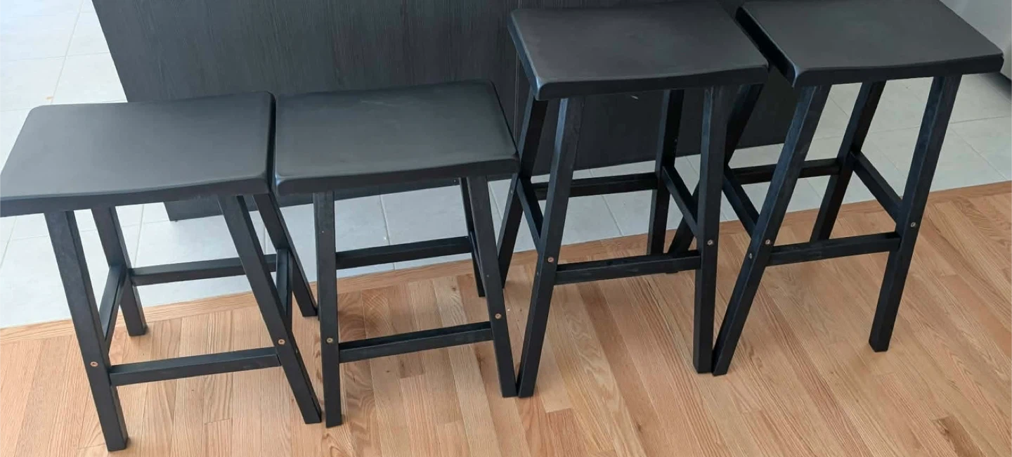 New, Pre-Assembled 24” Waterproof Stools, Black, Set of 2 - photo 2