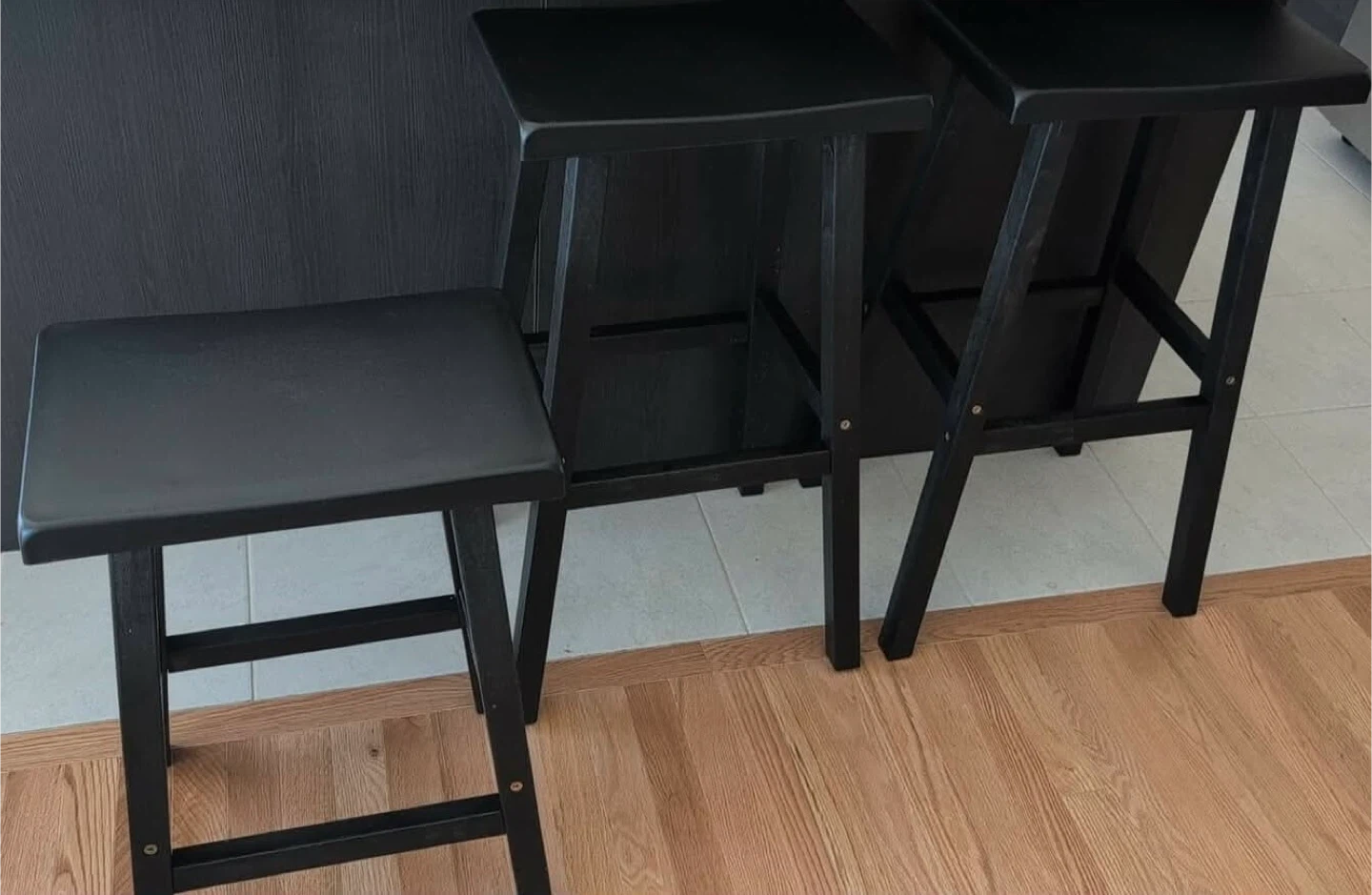 New, Pre-Assembled 24” Waterproof Stools, Black, Set of 2