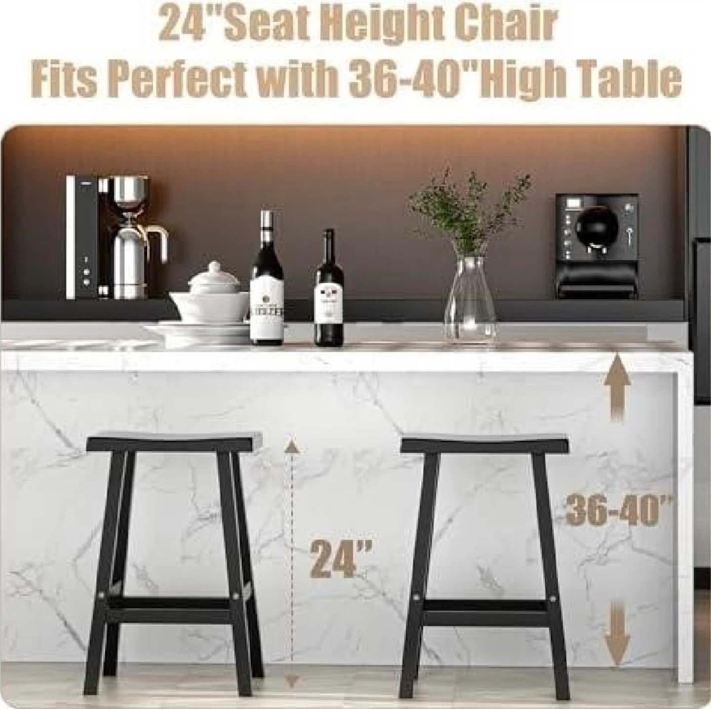 New, Pre-Assembled 24” Waterproof Stools, Black, Set of 2 - photo 4