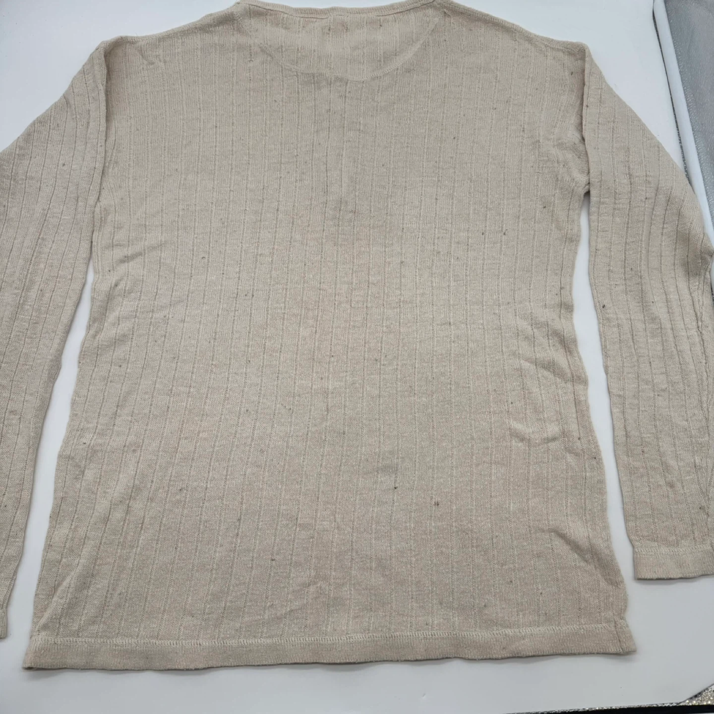 ESPRIT Men’s Ribbed Henley Long Sleeve Shirt Size L – Like New - photo 3