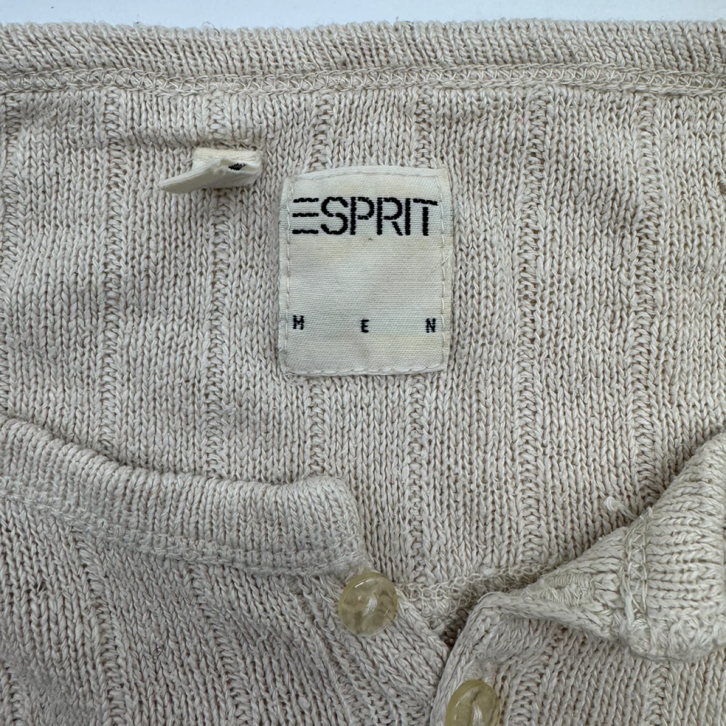 ESPRIT Men’s Ribbed Henley Long Sleeve Shirt Size L – Like New - photo 4