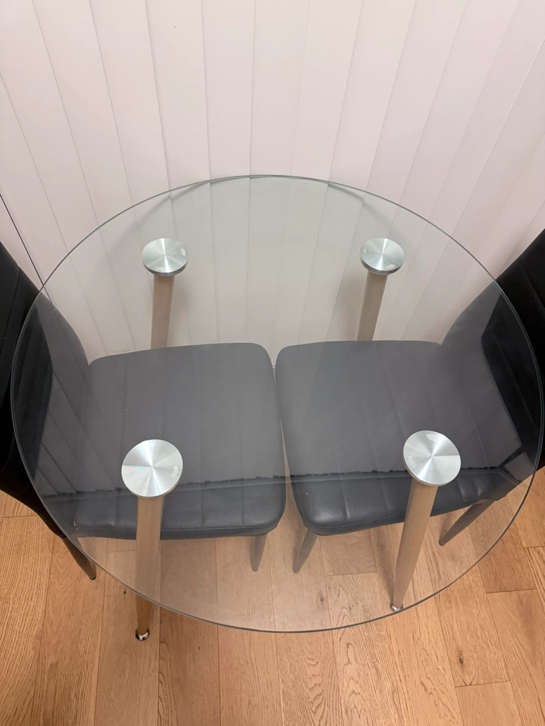 Glass Top Round Dining Table with 2-4 Chairs - photo 2