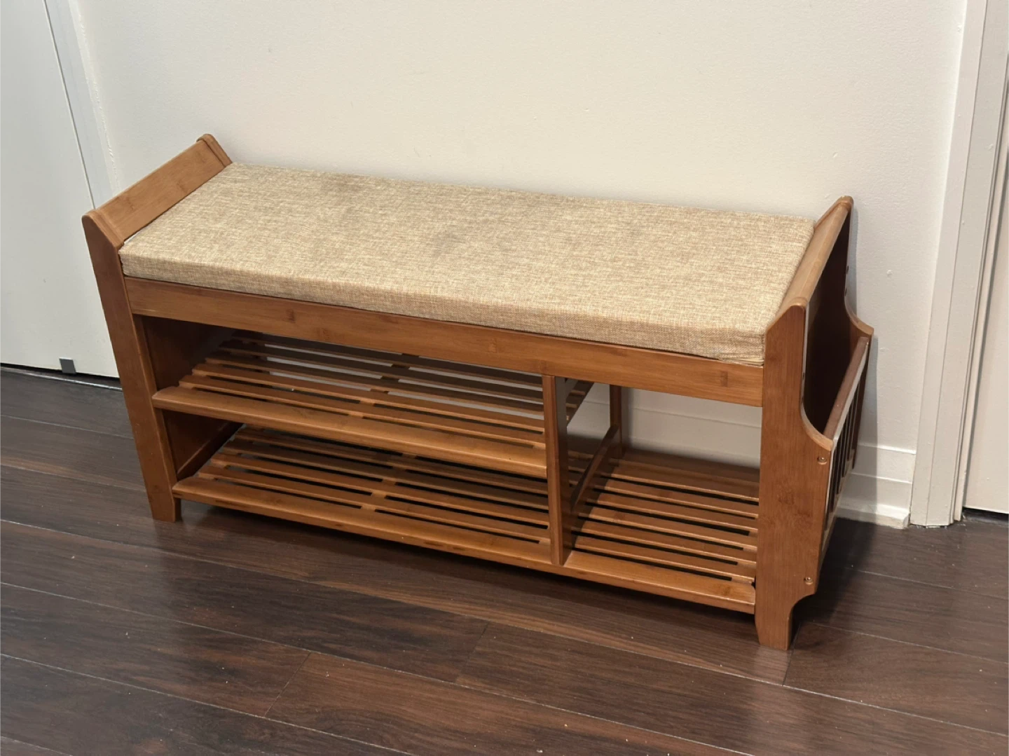 Bamboo Shoe Bench with Cushion Seat - photo 2